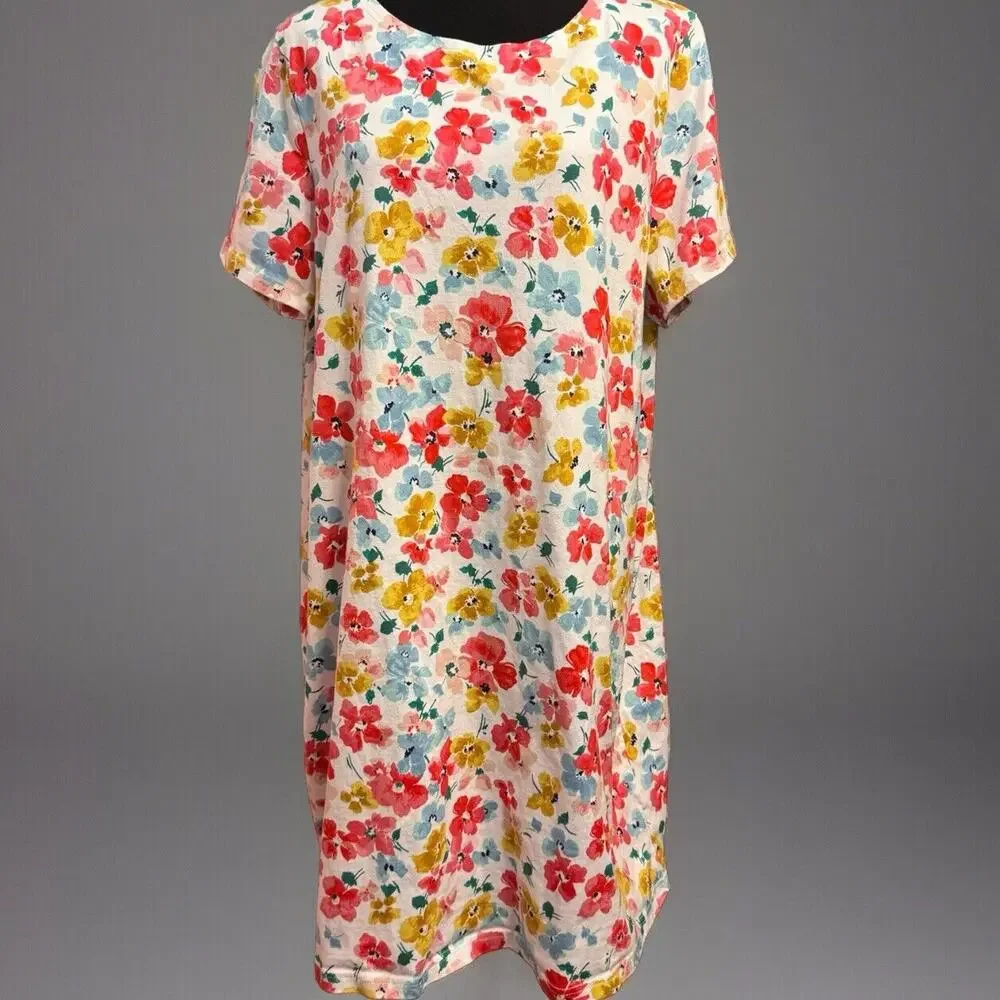 Joules Dress 20 US Womens Floral Multicolor Shirt Dress Cottagecore Coastal - Picture 1 of 8